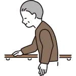 Senior Man Walking While Holding On To A Railing SVG Icon